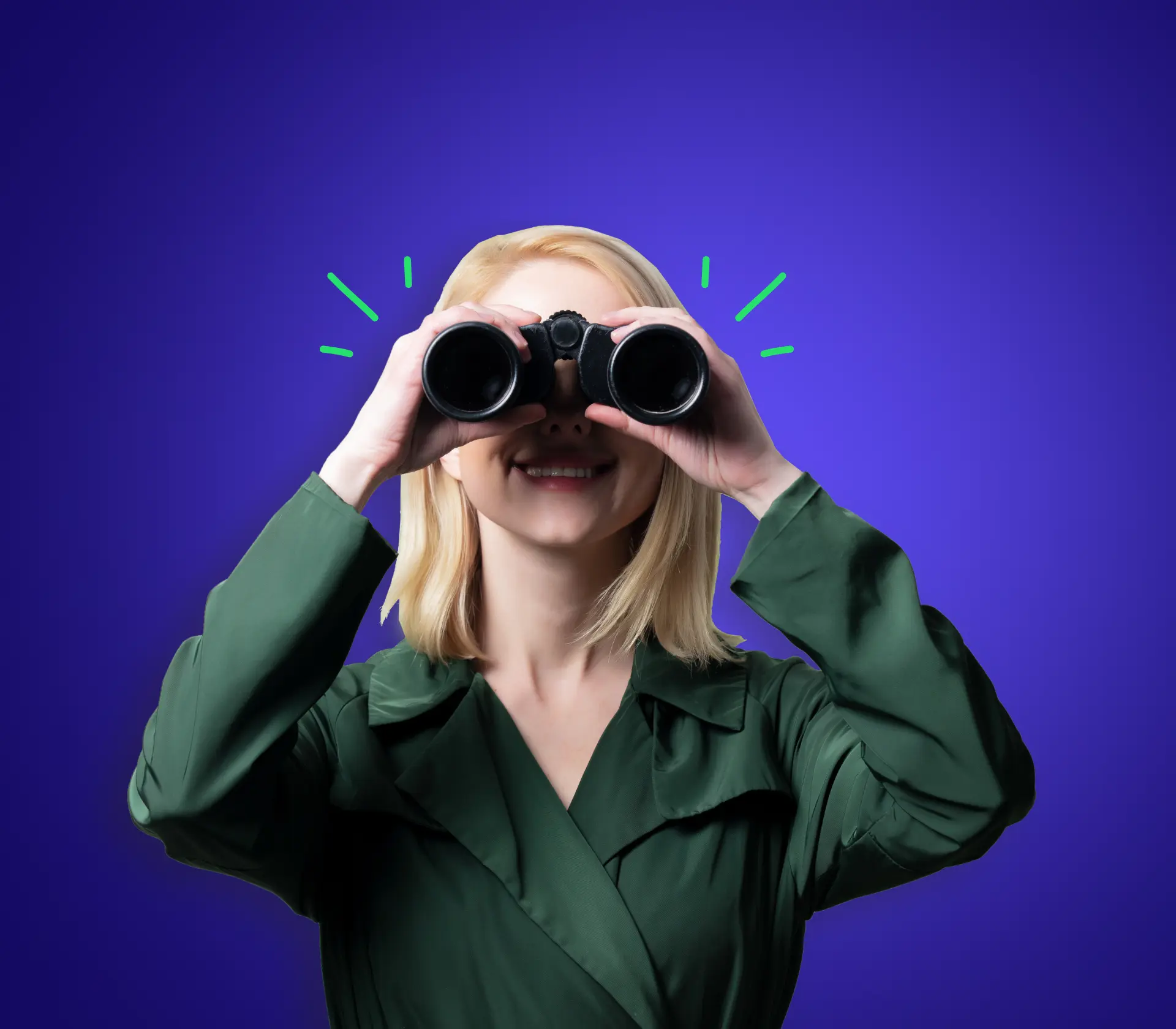 A woman using a binocular